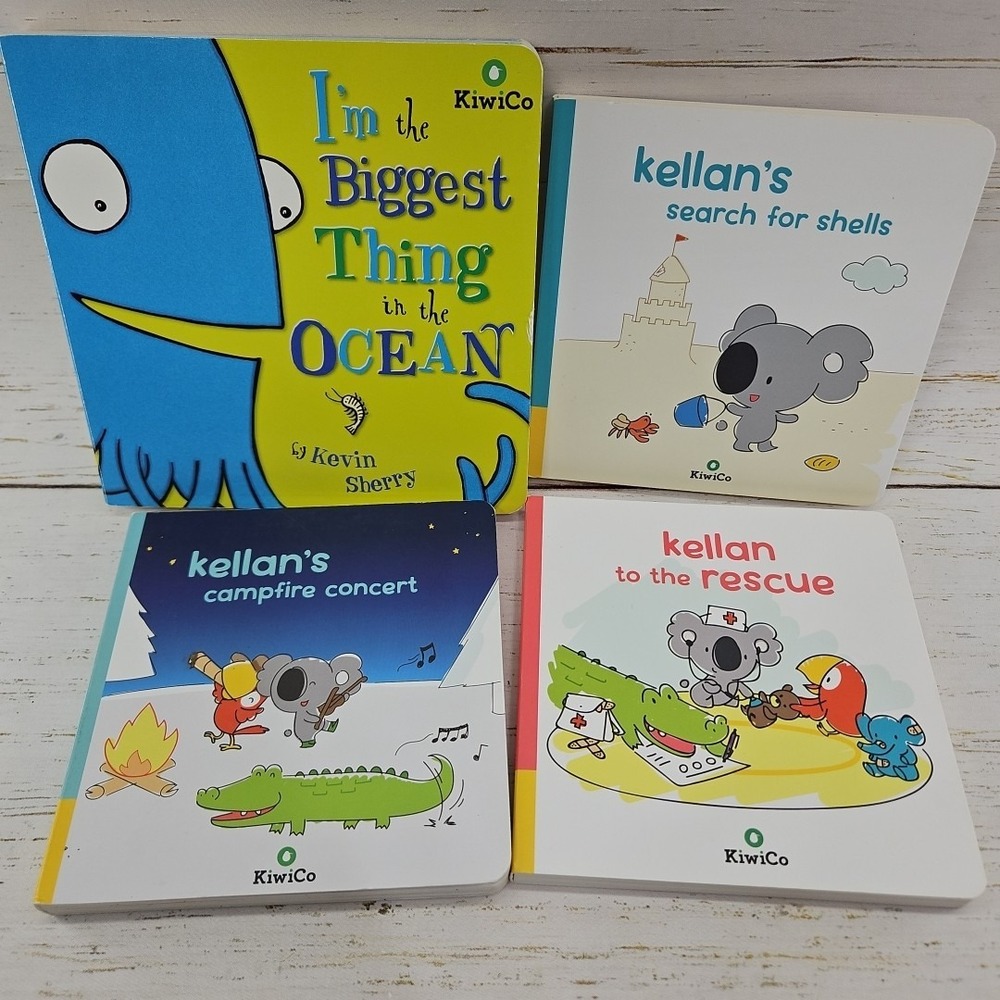 Kiwi Co Kellan Board Book Preschool Daycare Bookset Lot of 3 Biggest Thing Ocean